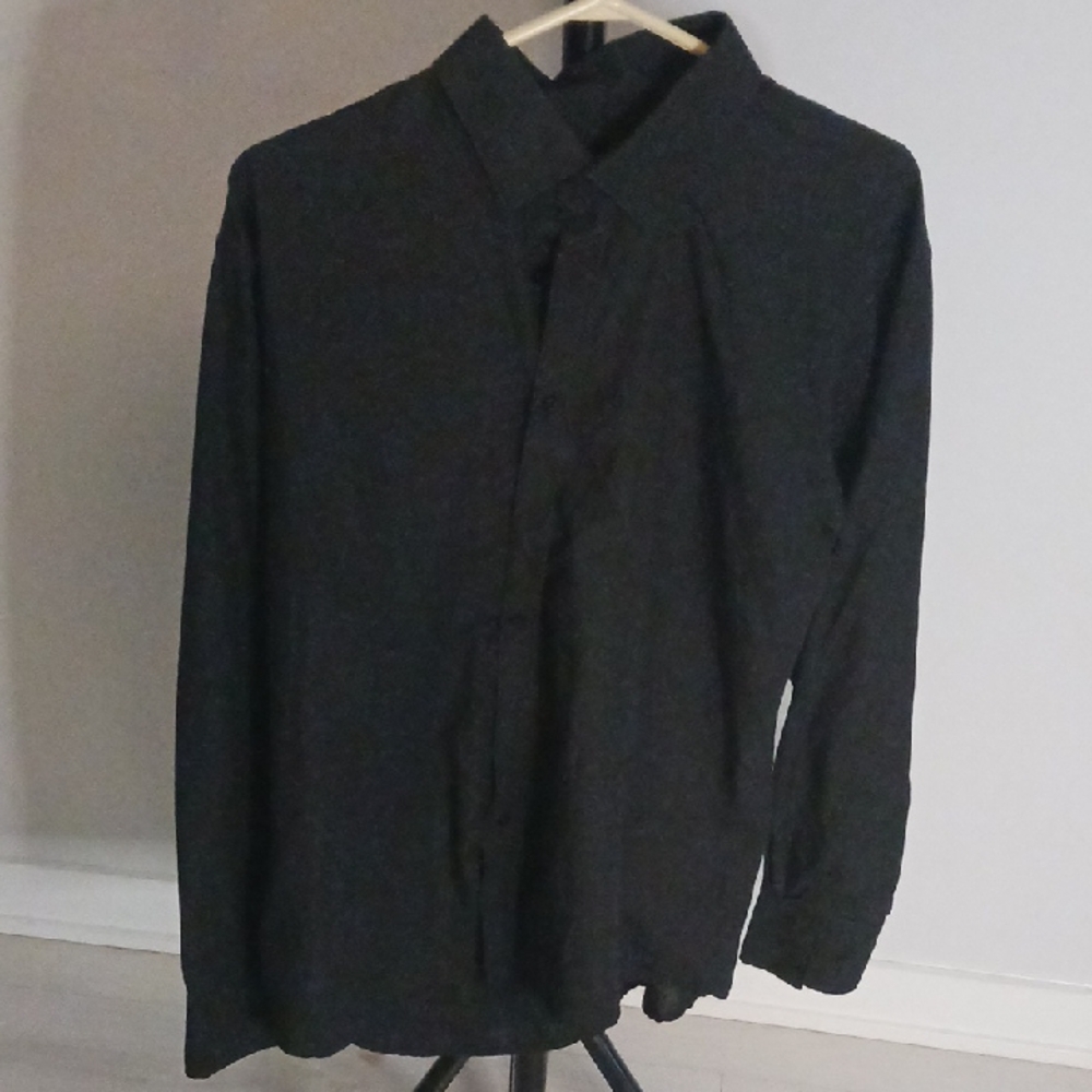 Vroom and Dreesmann Black Button Up Shirt - Men's Size Large, Neck 16 - 16.5